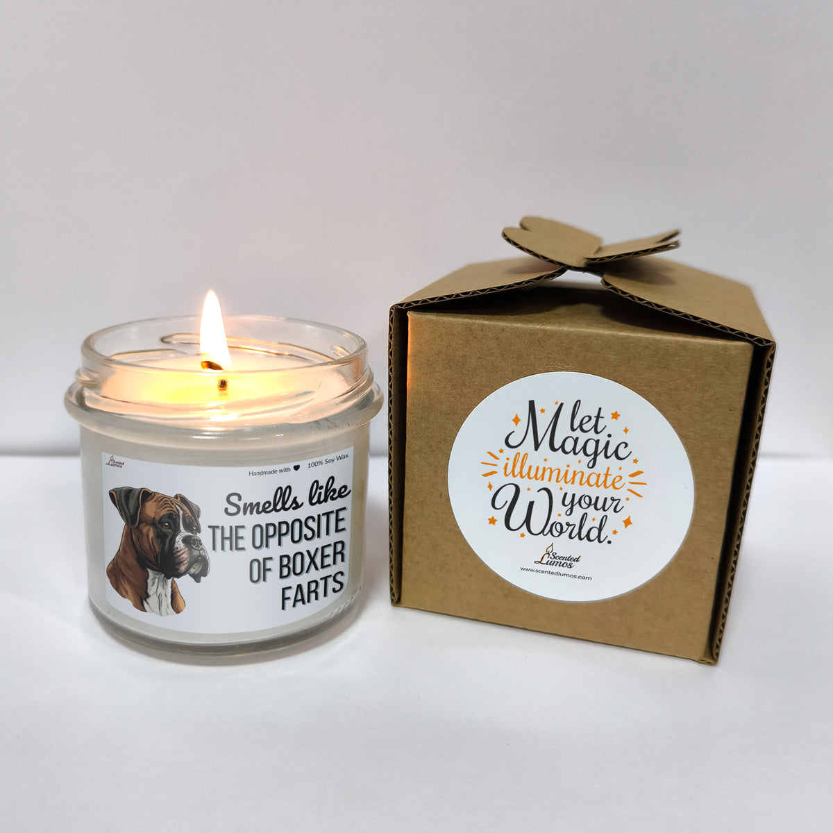 a candle that is next to a box