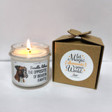 a candle that is next to a box