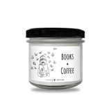 a jar of books and coffee on a white background