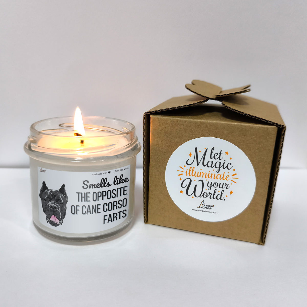 a candle that is next to a box