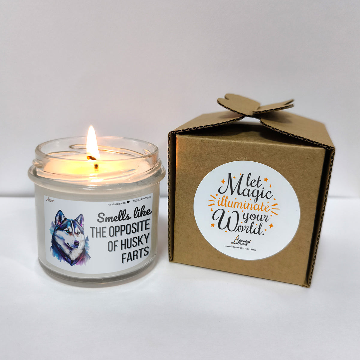 a candle that is next to a box