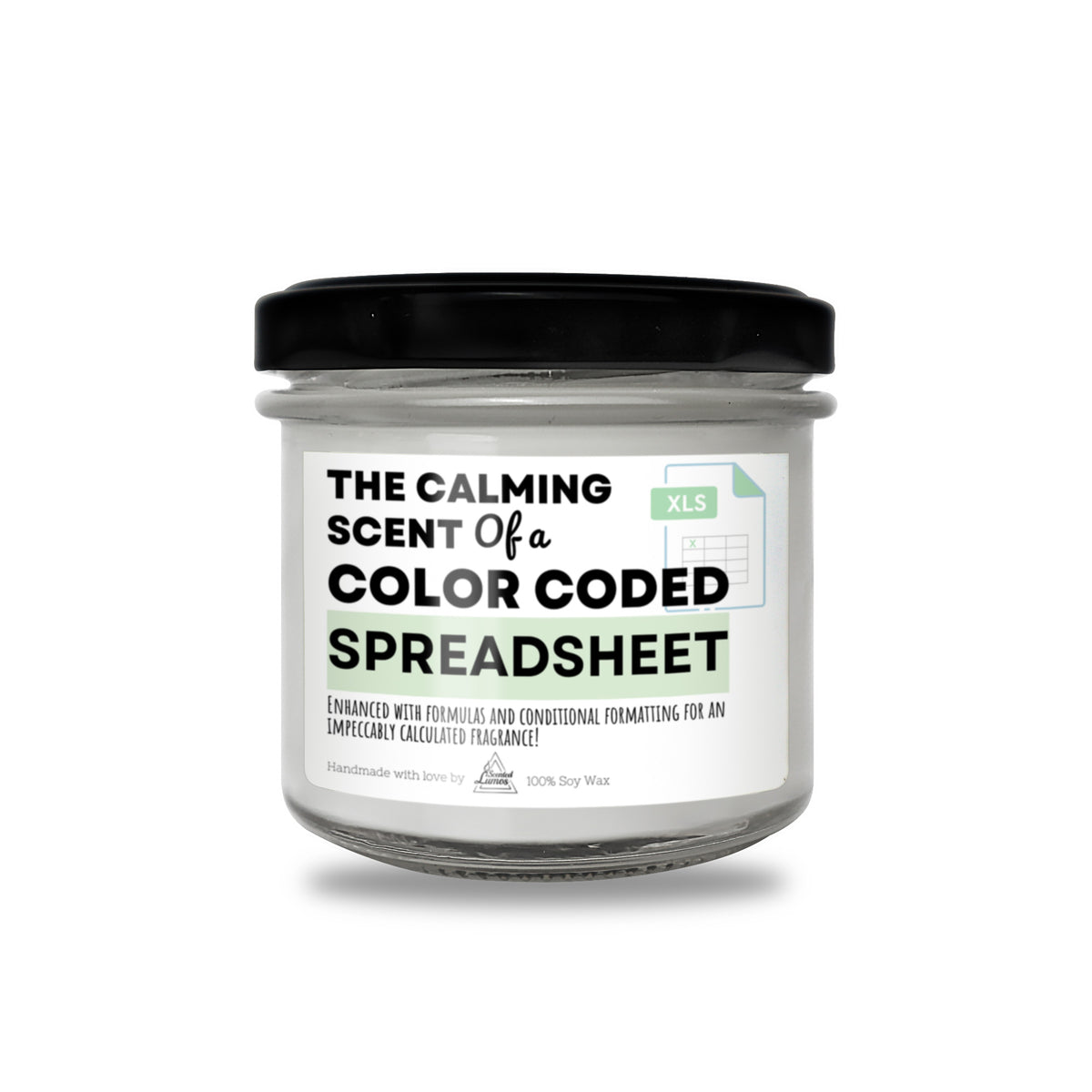 a jar of color code spreadsheet on a white background