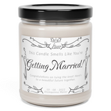 a jar of candle that says getting married
