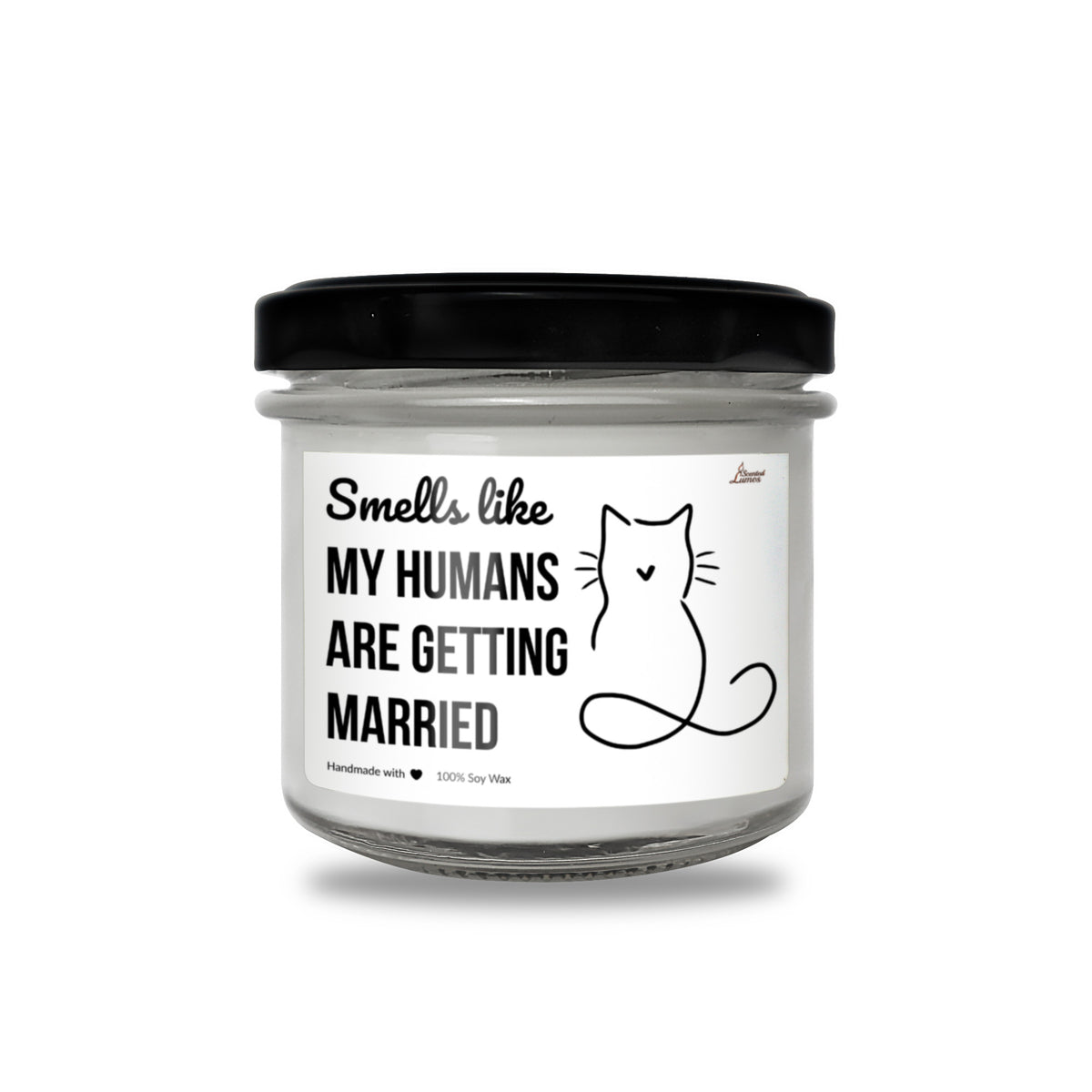 a jar of white candles with a black lid