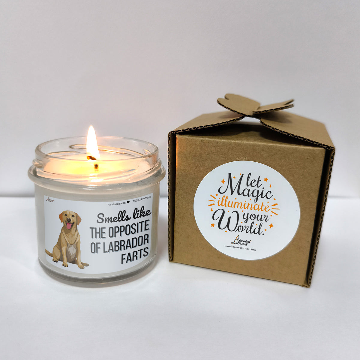 a candle that is next to a box