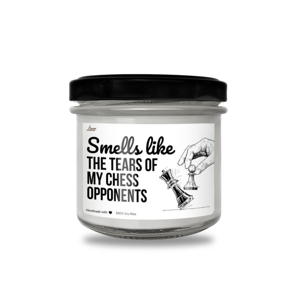 a jar of white candles with a black lid