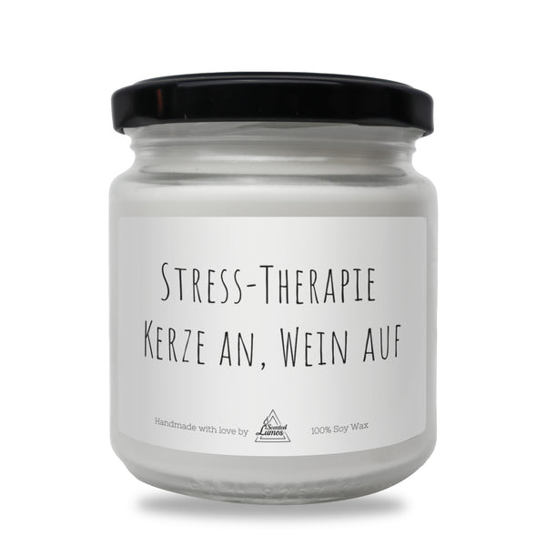 Stress-Therapie  Kerze an, Wein aufDuftkerze aus Sojawachs