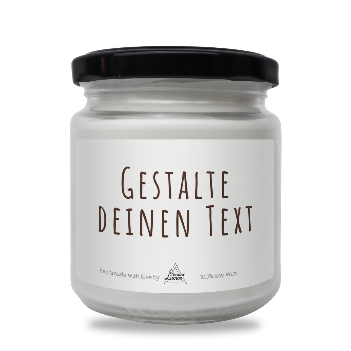 Gestalte deinen Text Duftkerze aus Sojawachs