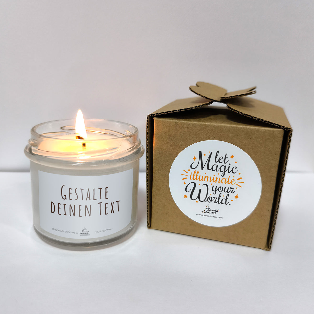 Gestalte deinen Text Duftkerze aus Sojawachs