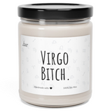 a jar of virgo bitch candle on a white background