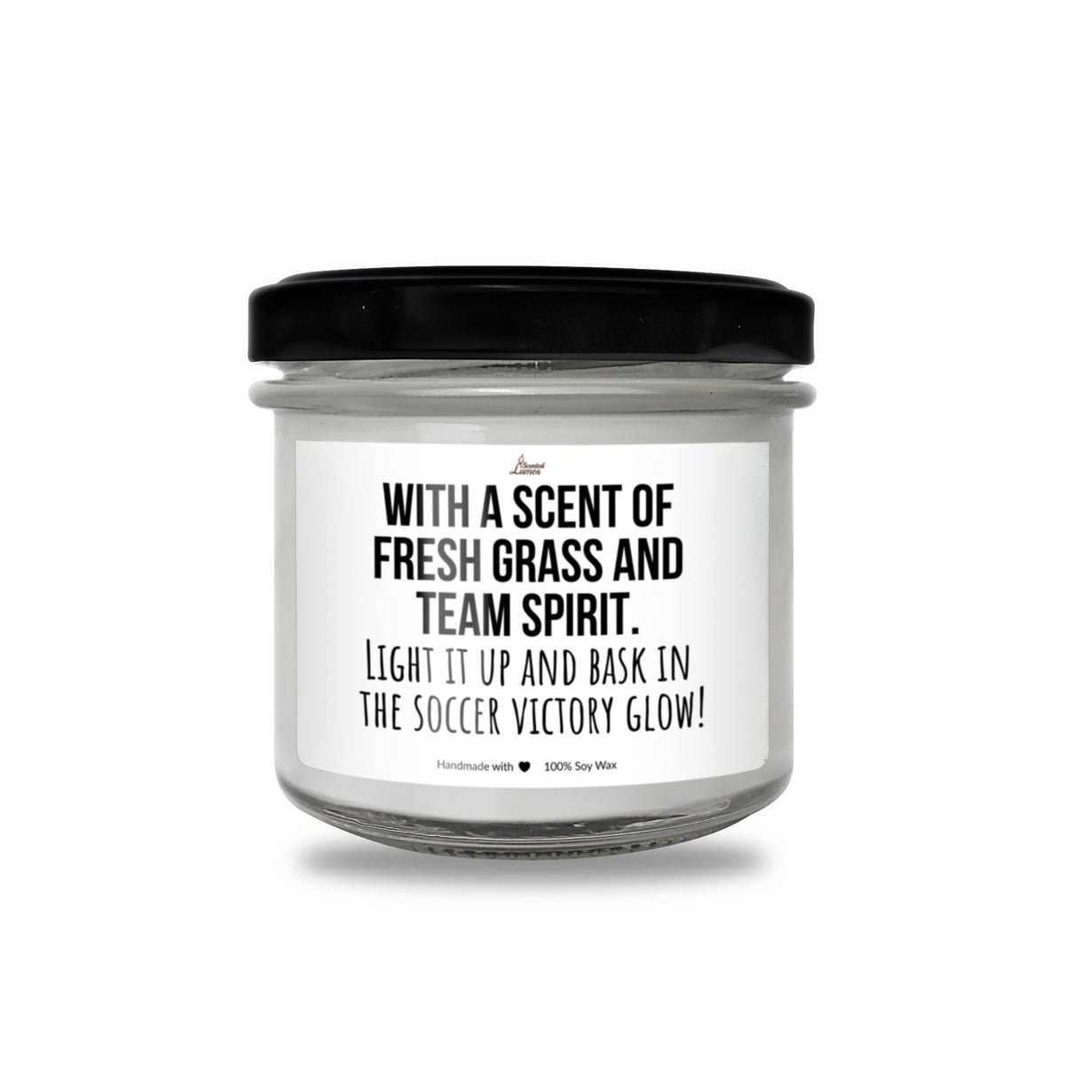 a jar of fresh grass and team spirit candle