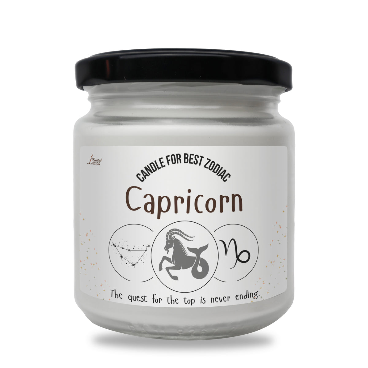 a jar of capricorn candles on a white background