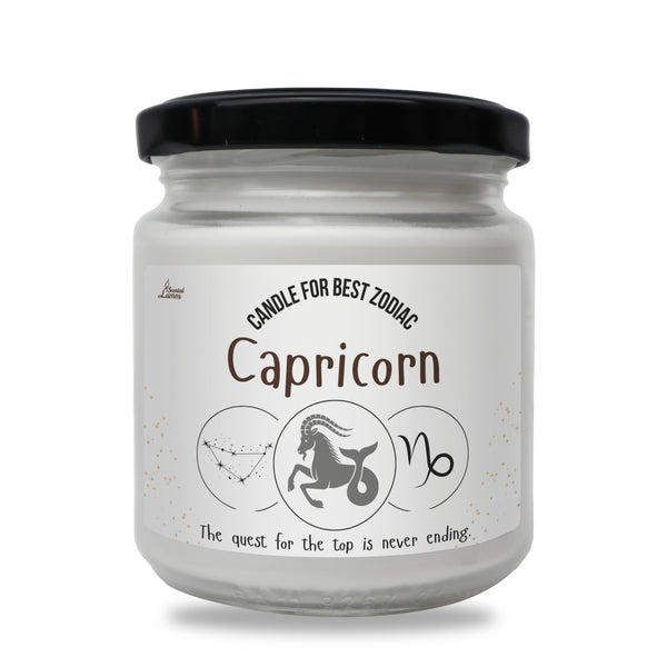 a jar of capricorn candles on a white background