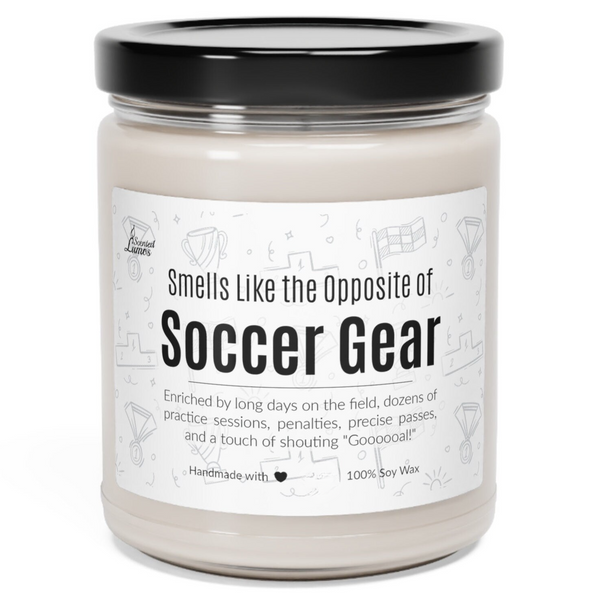 a jar of soccer gear sits on a white surface