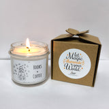 a candle that is sitting next to a box