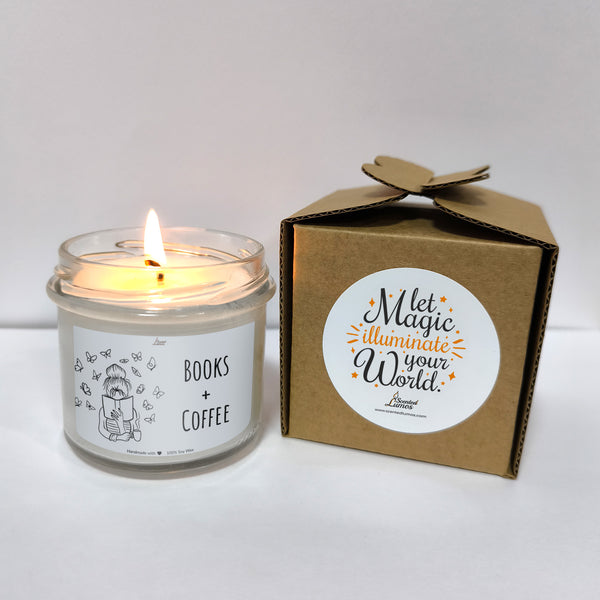 a candle that is sitting next to a box