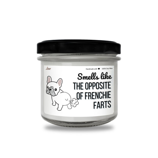 a small jar of frenchie farts on a white background