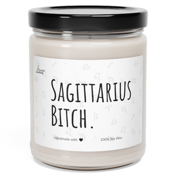 a jar of sagittatus bitch candle on a white background