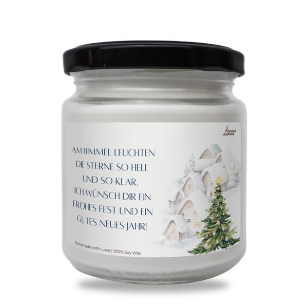 Wünsche für frohes Fest und gutes neues Jahr Duftkerze aus Sojawachs