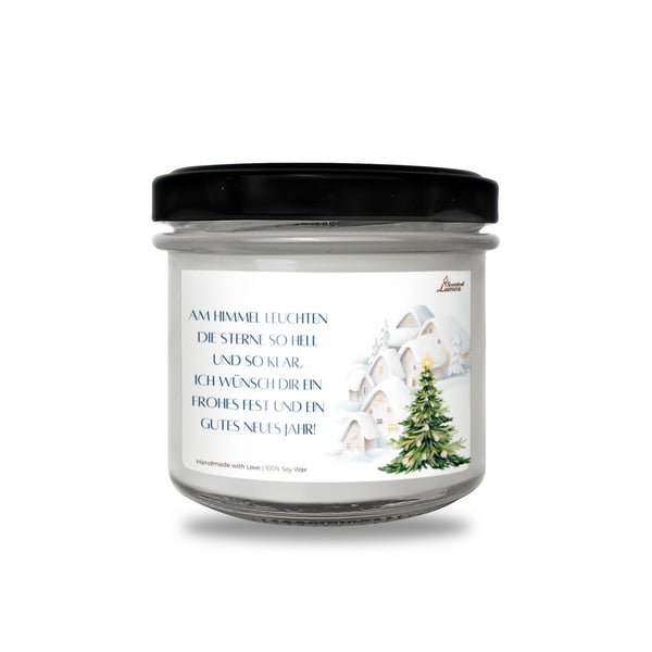 Wünsche für frohes Fest und gutes neues Jahr Duftkerze aus Sojawachs