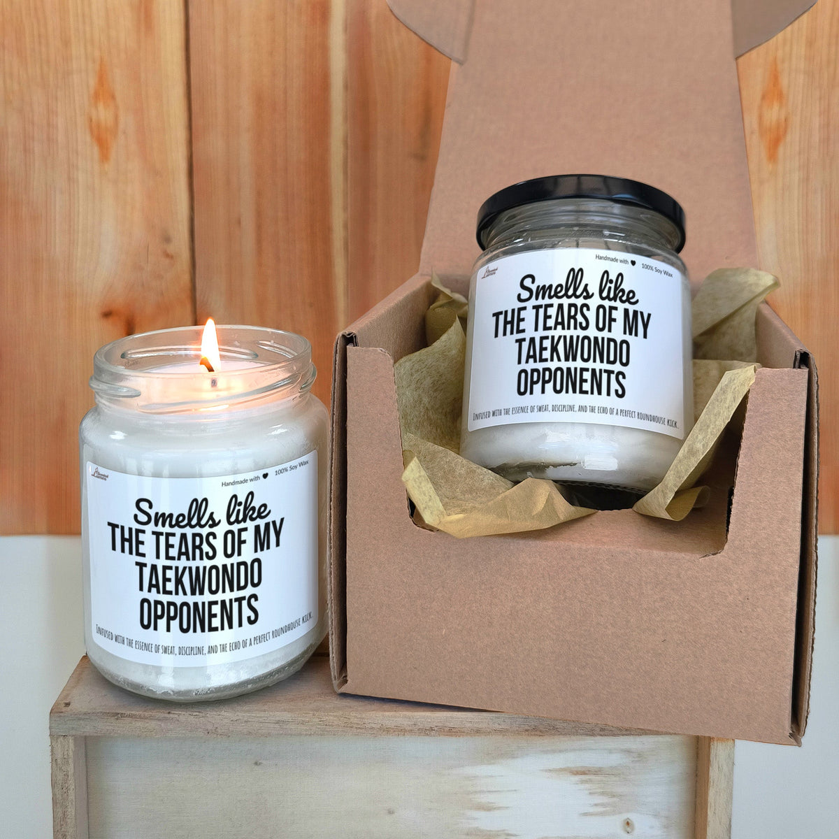 Smells like the tears of my Taekwondo opponents Scented Soy Candle