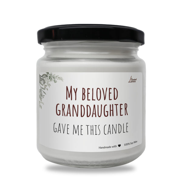 My beloved granddaughter gave me this candle Scented Soy Candle