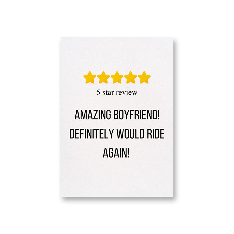 5 star review for boyfriend Card