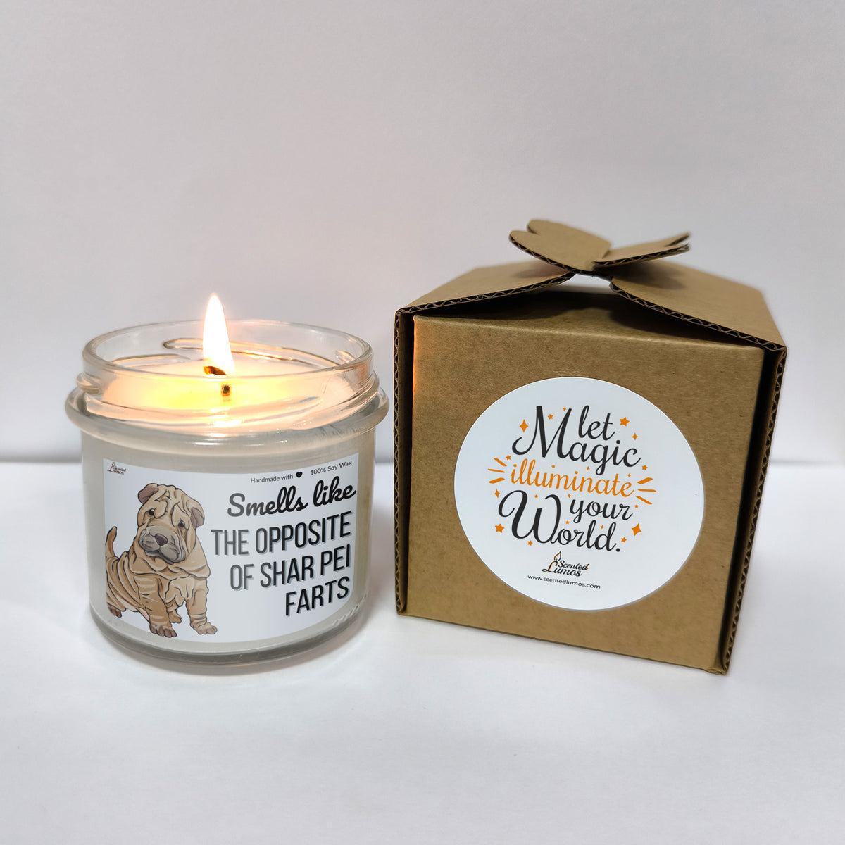 a candle that is next to a box