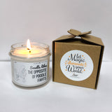 a candle that is next to a box