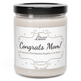 a jar of congrats mom with a black lid
