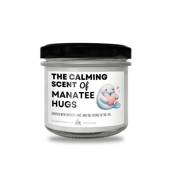 a jar of the calming scent of manatee hugs