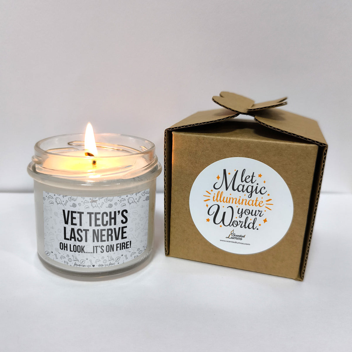 a candle that is next to a box