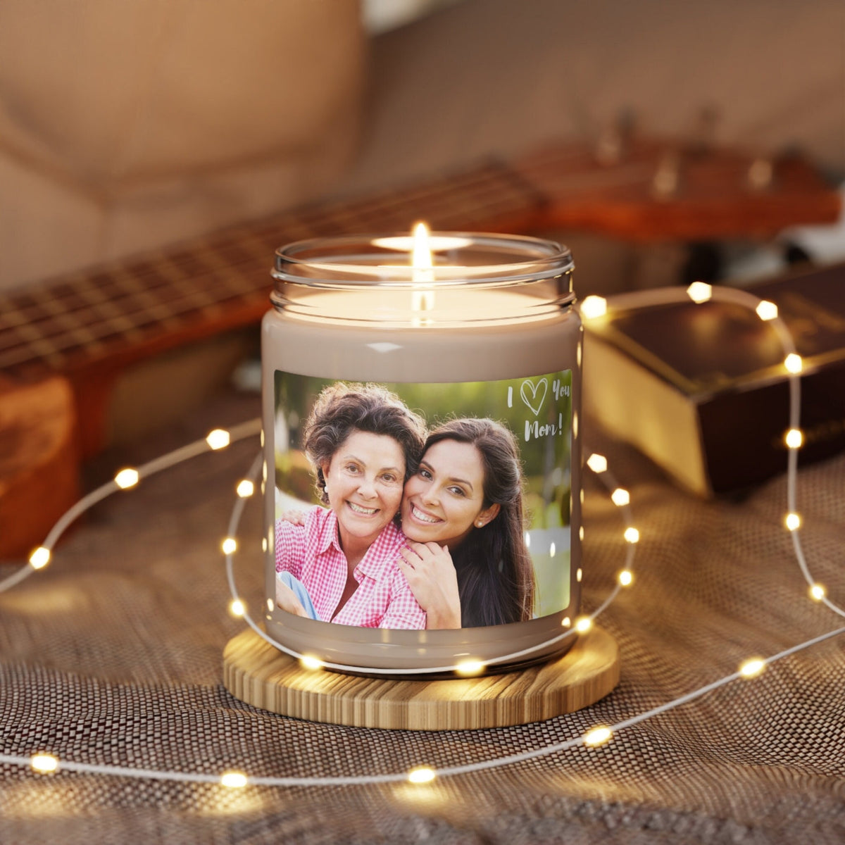 Personalized Scented Candle with a Photo and Custom Text