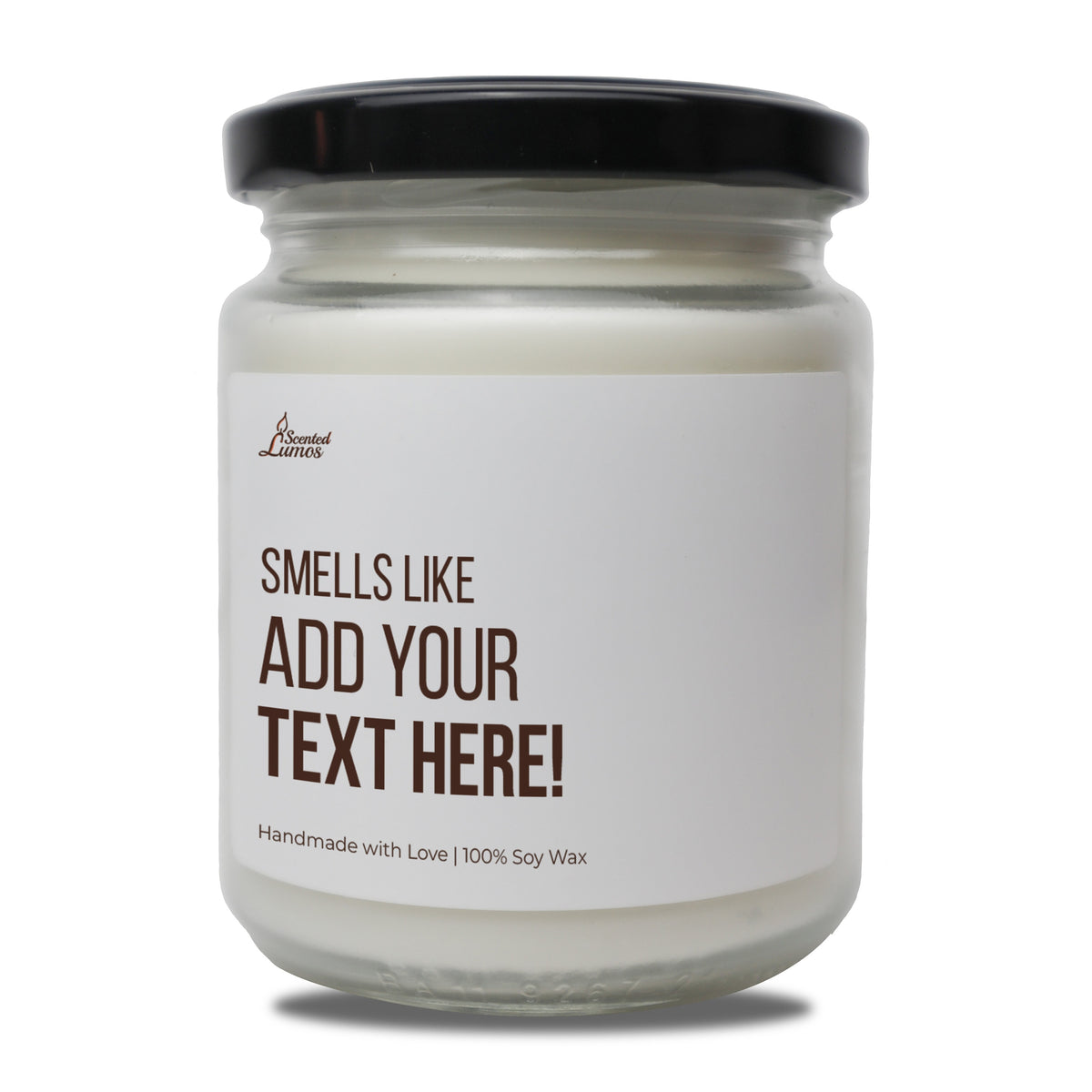 a jar of white candles with a black lid