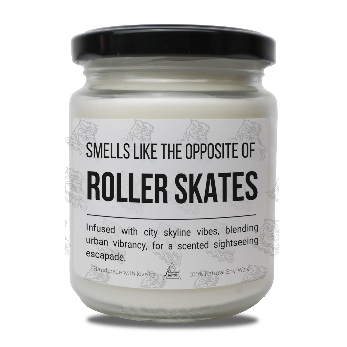a jar of roller skates on a white background
