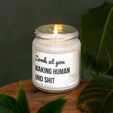 a candle that is sitting on a table