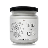 a jar of books and coffee on a white background