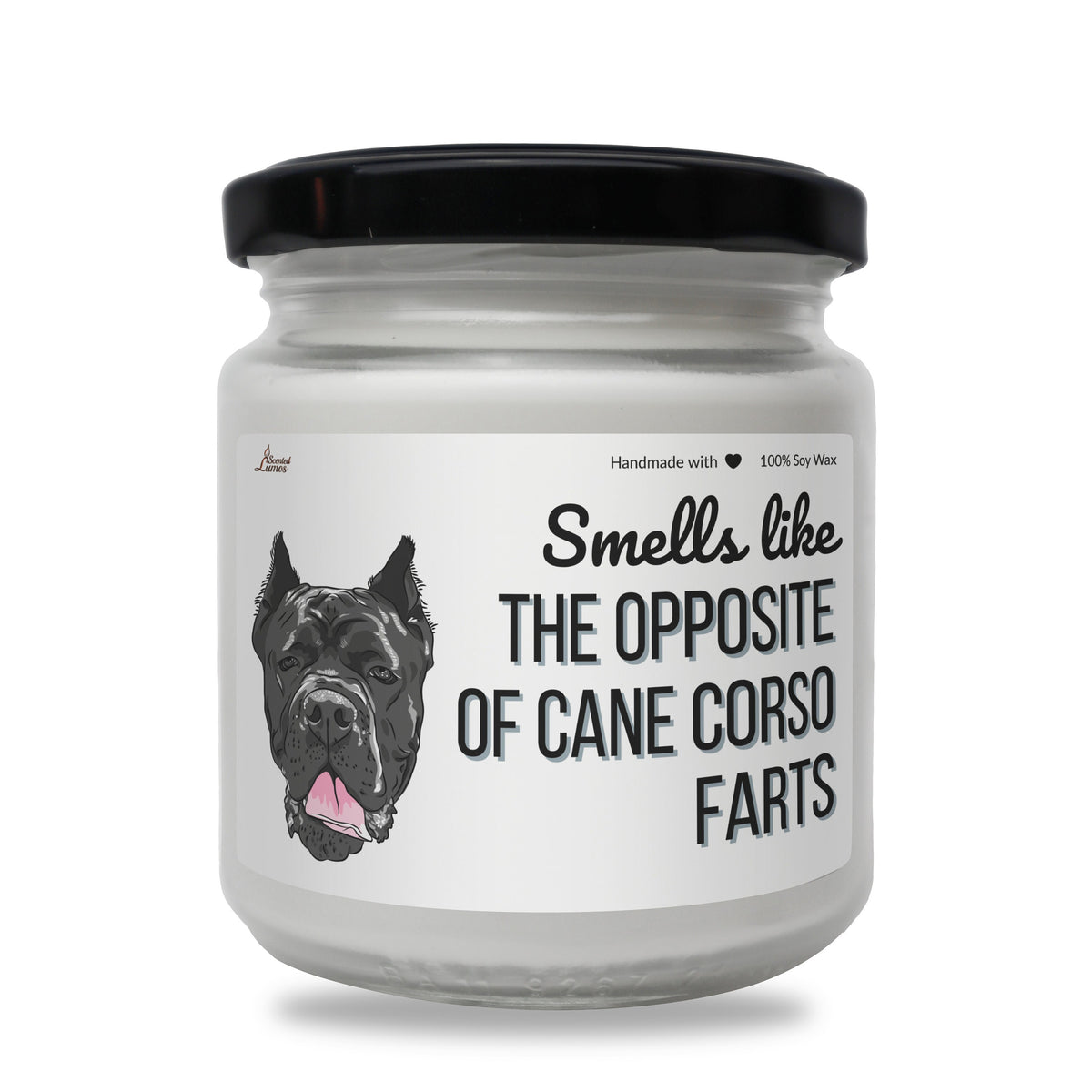 a white jar with a black dog on it
