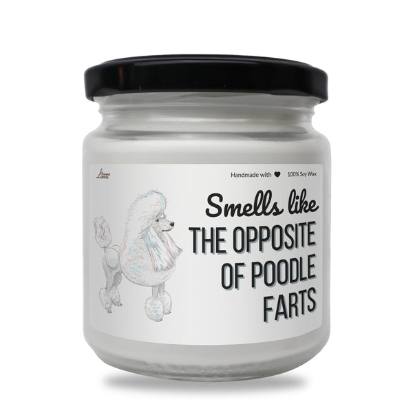a white jar with a poodle on it