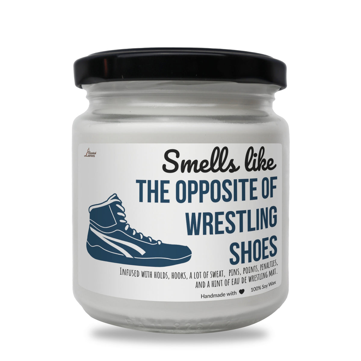 a jar of white wrestling shoes with a black lid