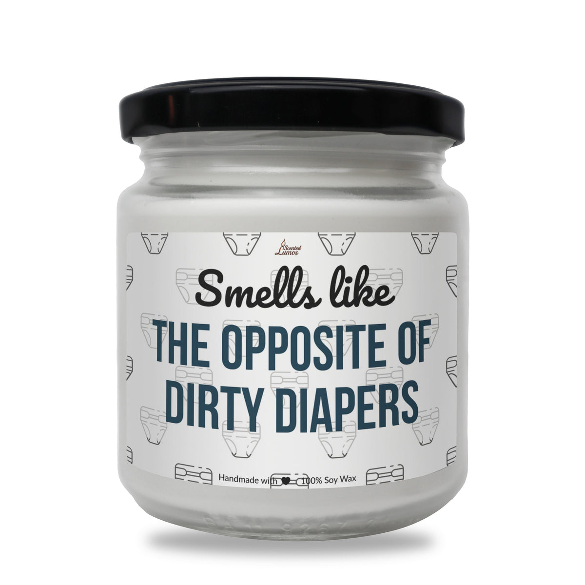 a jar of dirty diapers on a white background