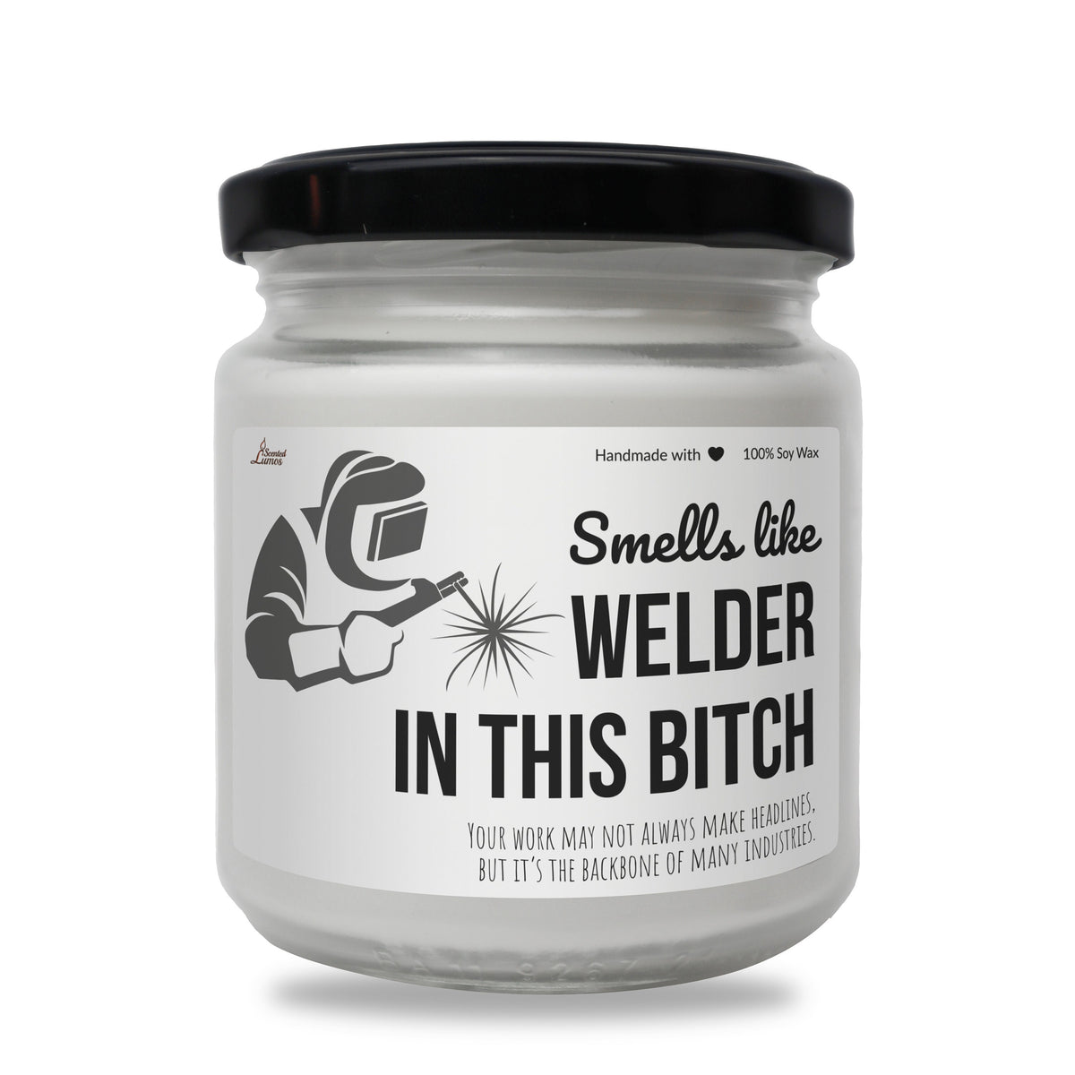 a jar of white powder with a black lid