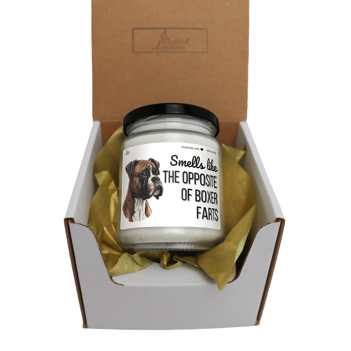 a small jar of dog food in a box