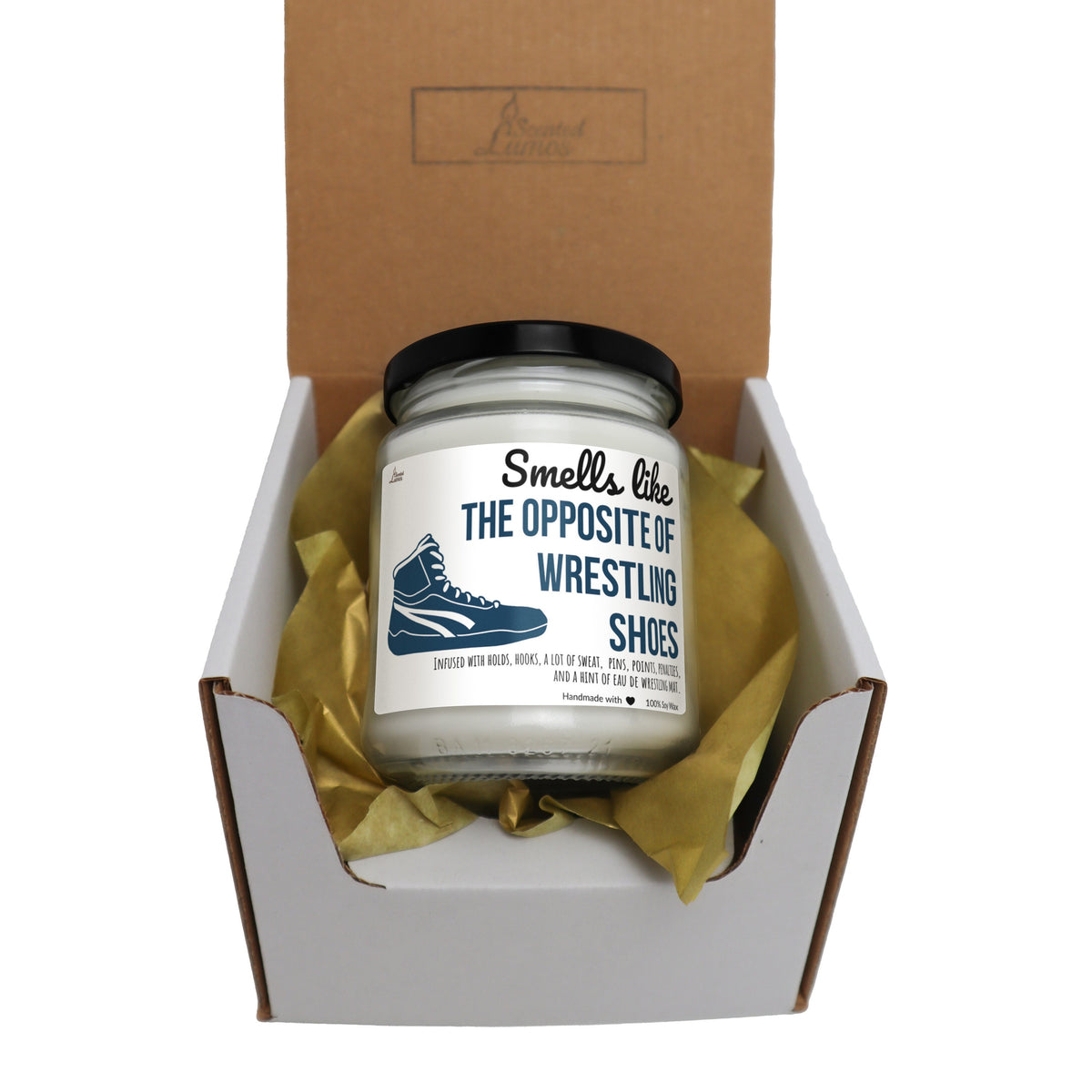 a box with a candle inside of it