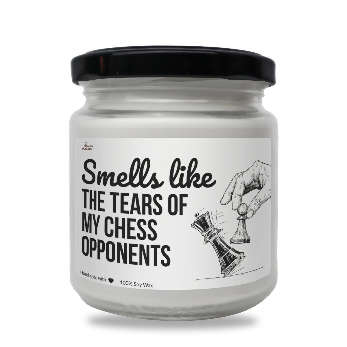 a jar of white cheese that says smell like the tears of my chess opponents