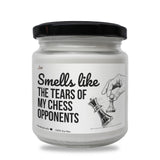 a jar of white cheese that says smell like the tears of my chess opponents