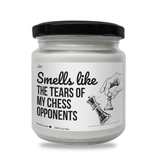 a jar of white cheese that says smell like the tears of my chess opponents