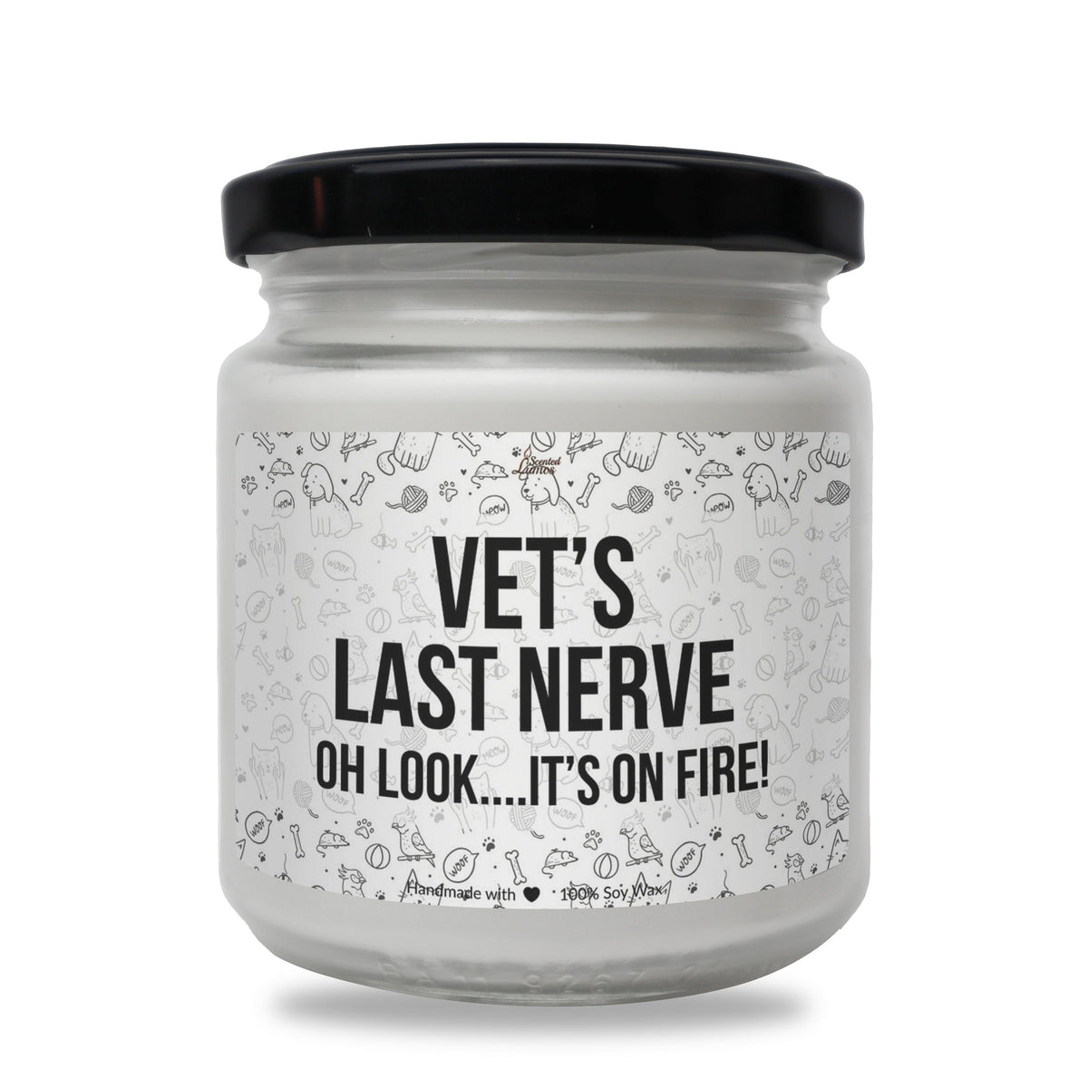 a jar of vet&#39;s last nerve on a white background