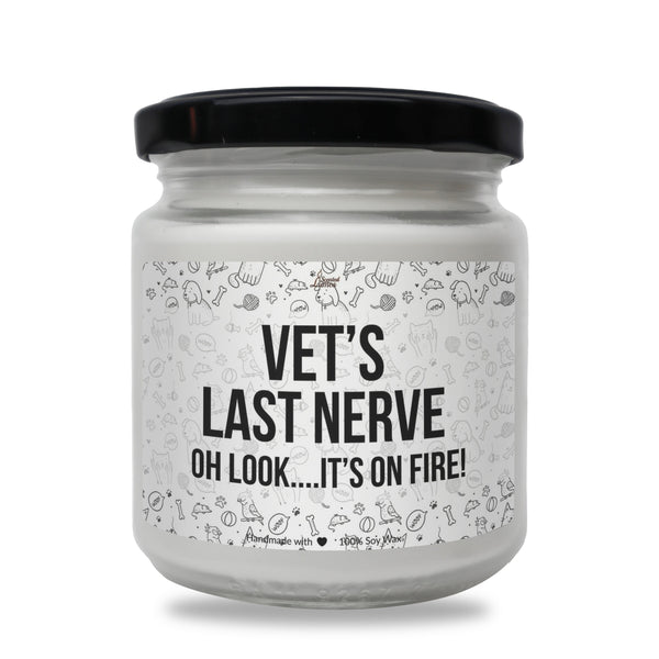 a jar of vet&#39;s last nerve on a white background