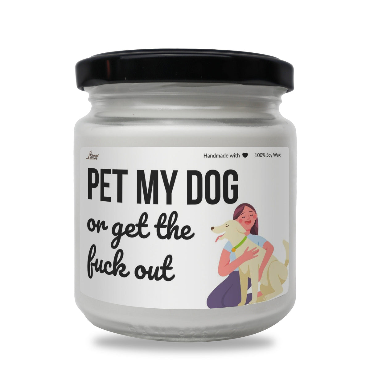 a jar of pet my dog on a white background